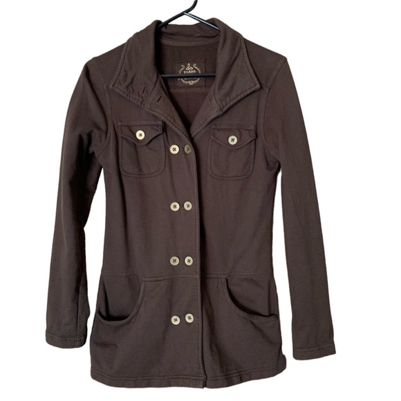 Prana Tori brown fleece button up military jacket Size Small - Picture 1 of 9